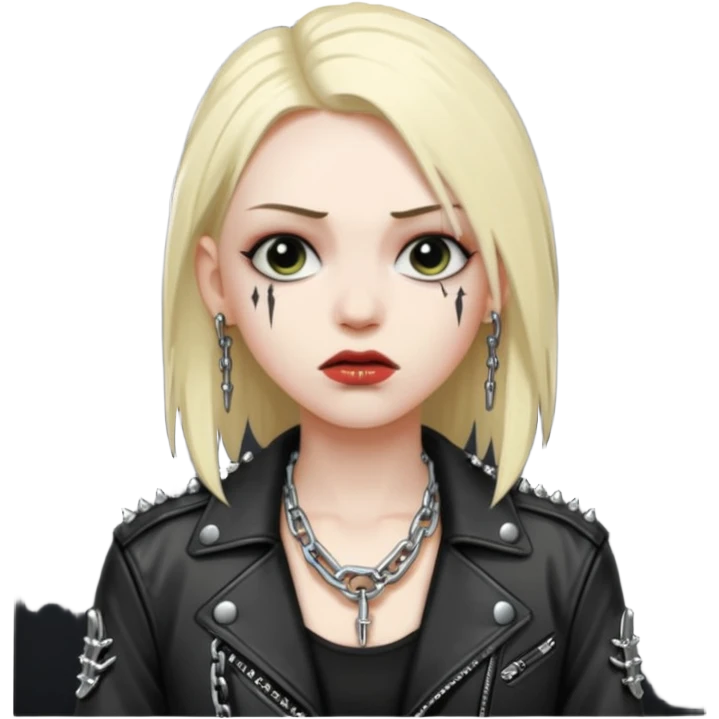 A fan of heavy extreme music, a metalhead in chains with rivets on a leather jacket emoji