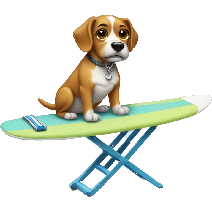Dog surfing on an ironing board  emoji