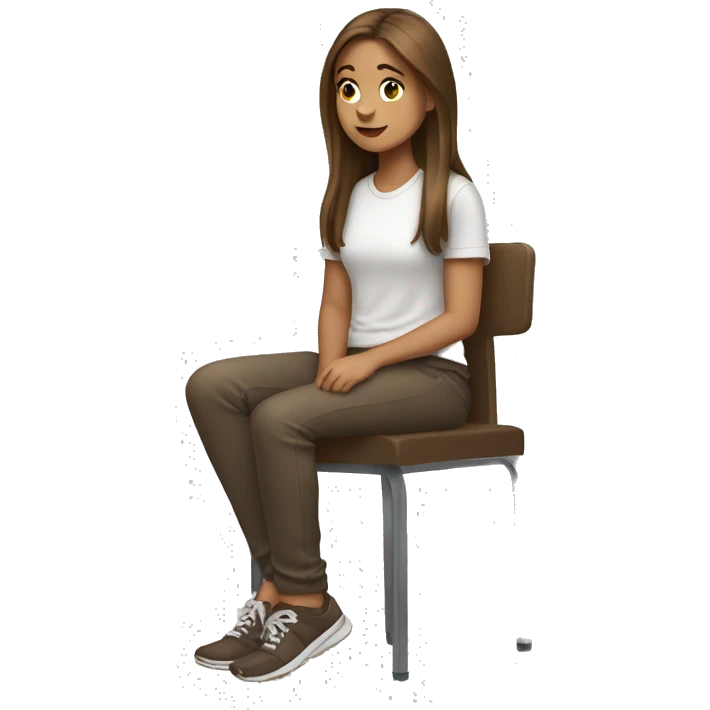 white brown hair girl sitting while onwards and backards legs emoji