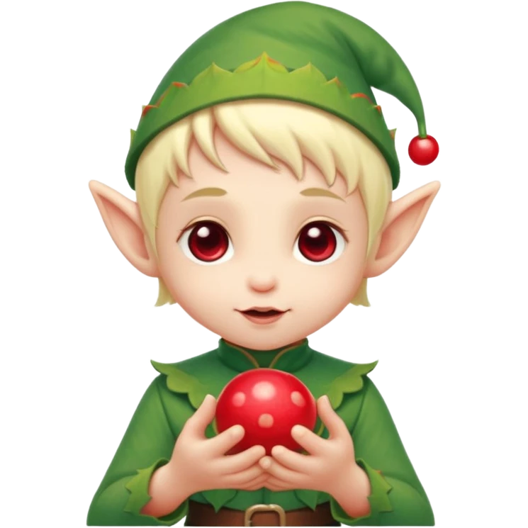Baby elf holding glowing berry emoji