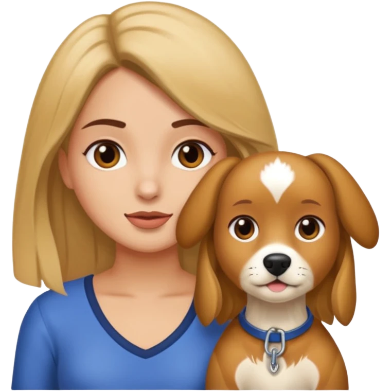 Chica castaña clara con su mascota emoji