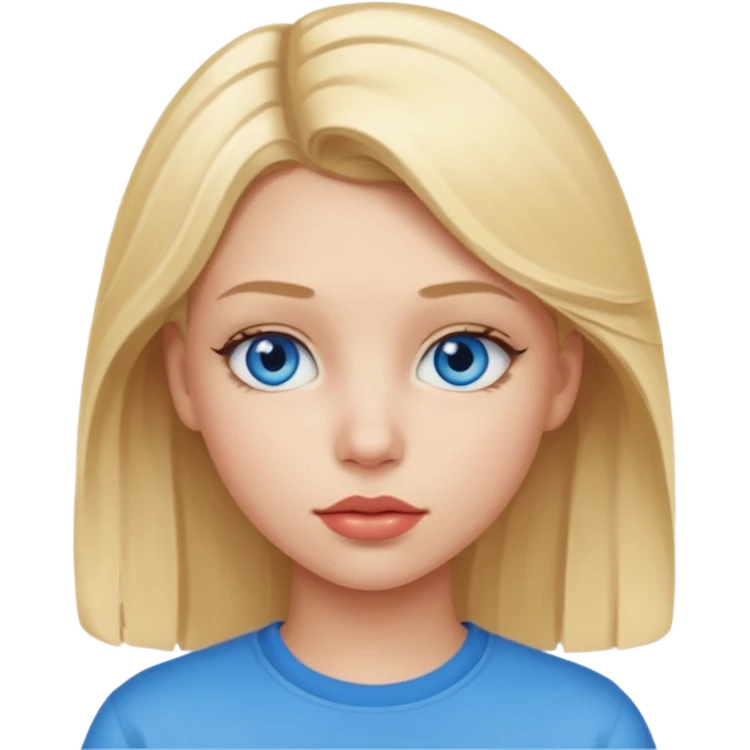 Teenage with blue eyes, blonde hair and thick lips emoji