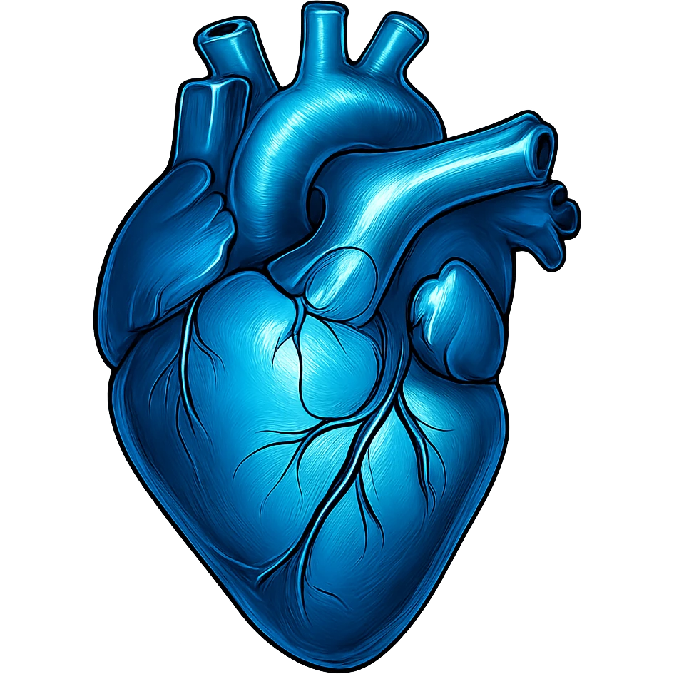 heart with a metallic blue finish, digital illustration style, no background emoji