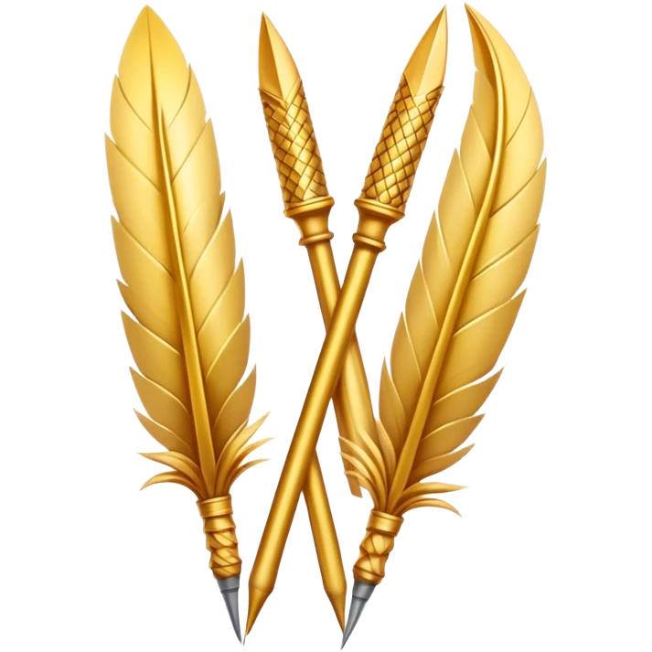 two golden quills crossing in front of each other emoji
