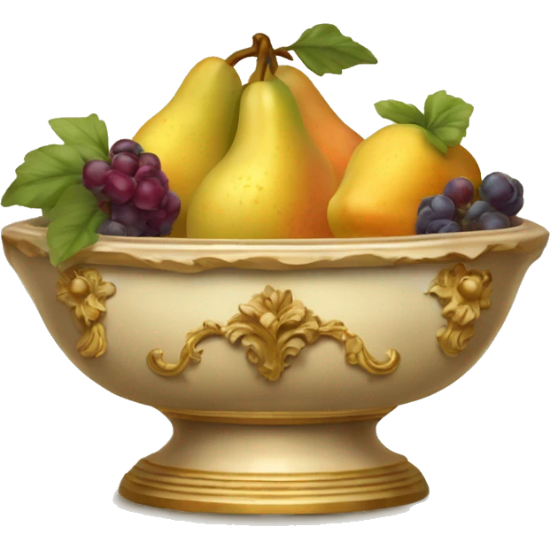 vintage rococo beige and gold bowl of fruit emoji