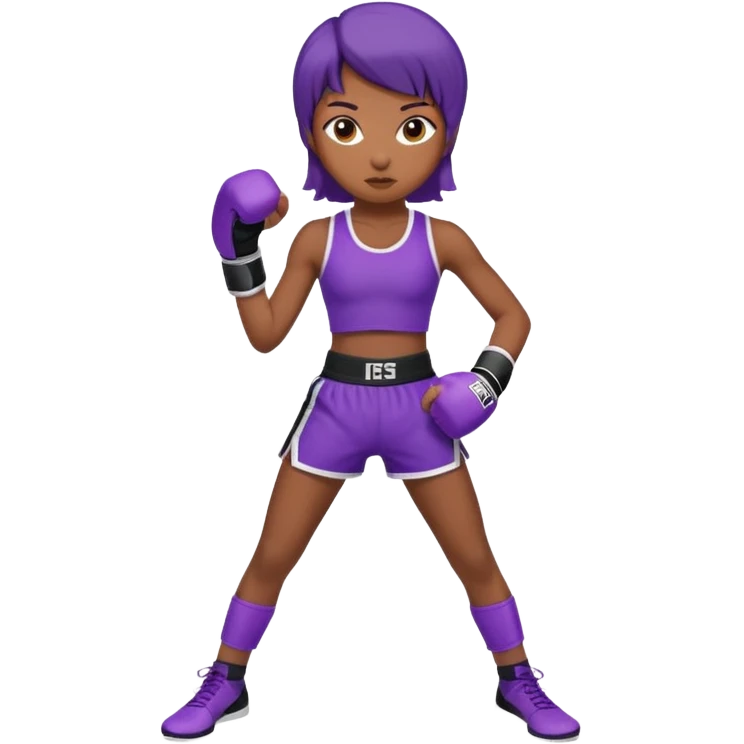 now make a girl whose black in purple kickboxin emoji
