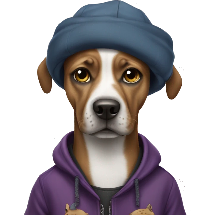 Dog wearing gang clothes emoji