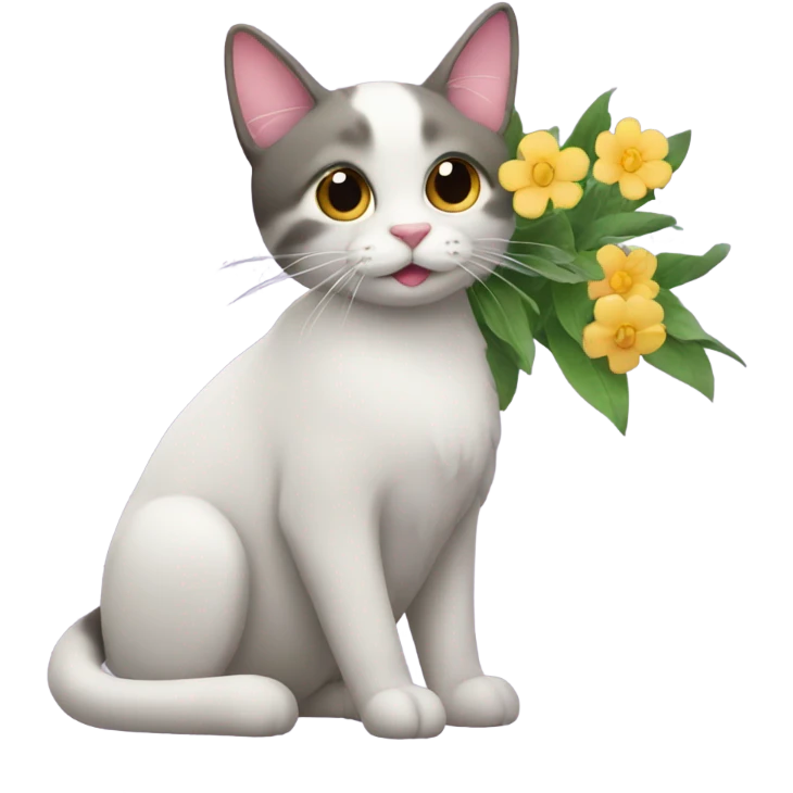Una gata con flores emoji