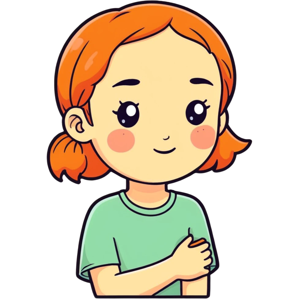freckled girl, cartoonish sticker style emoji
