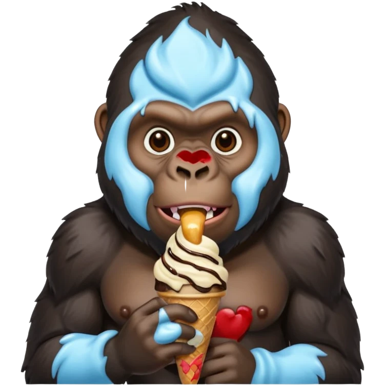 Gorilla eating ice cream emoji
