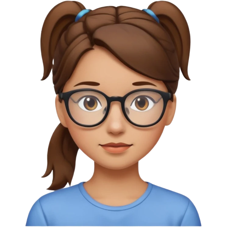 brown haired Ponytail Girl with Glasses emoji