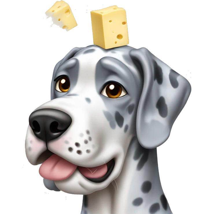 Blue Merle Great Dane eating butter emoji