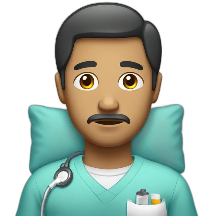 sad latino man in hospital room emoji