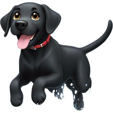 Black lab playing in a puddle emoji