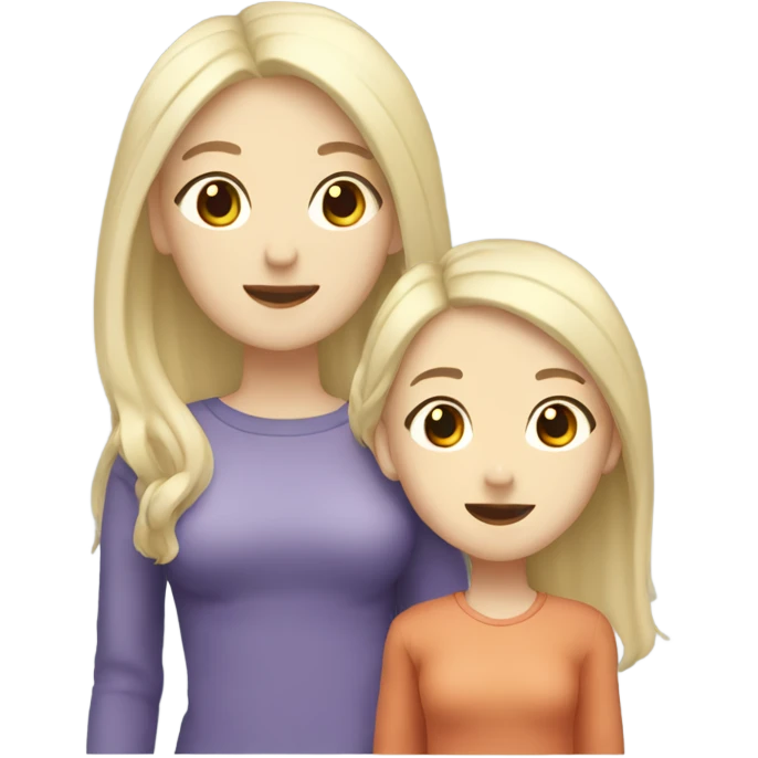 lesbian family with two asian pale black hair hair girls two blonde girls emoji