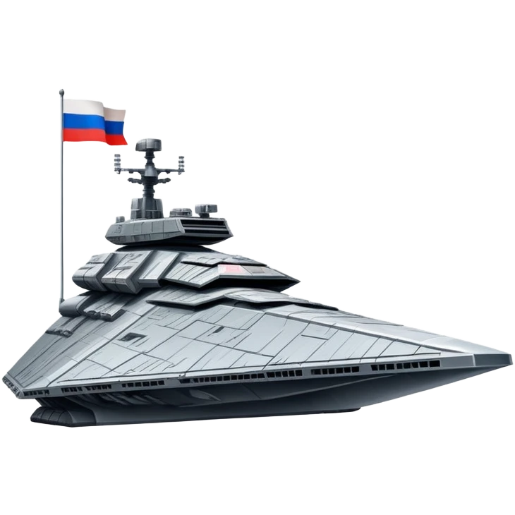 Giant star destroyer style Russian spacecraft with flag pattern on hull emoji
