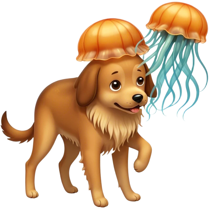 A dog getting stung by a jellyfish emoji