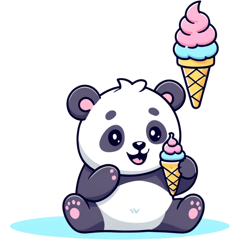 Panda eating ice cream emoji