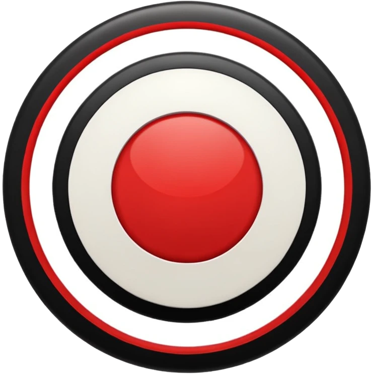 A black circle surrounded by a white circle surrounded by a red circle there should only be 3 rings - the black should be in the middle then white the red emoji
