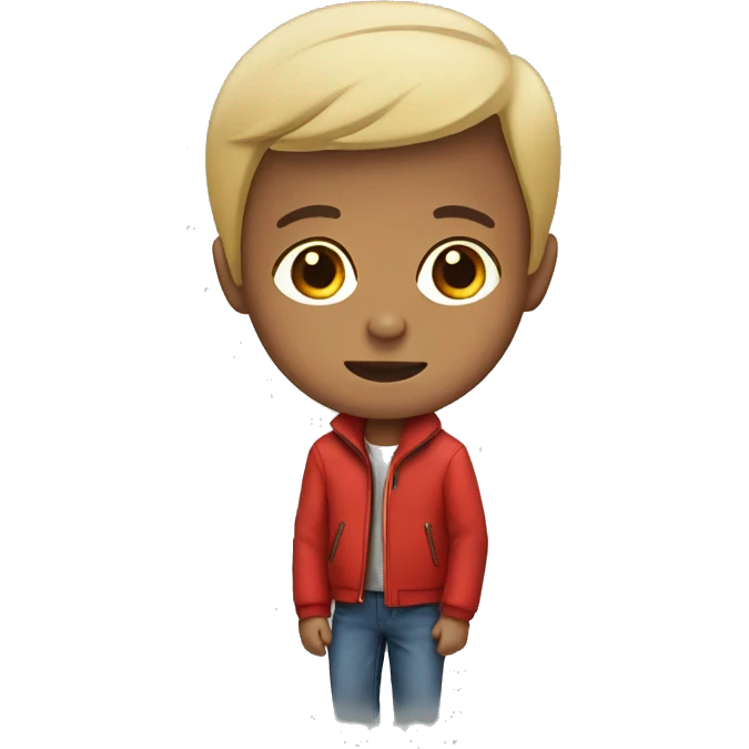 kid wearing a red jacket. black hair, Brown skin emoji