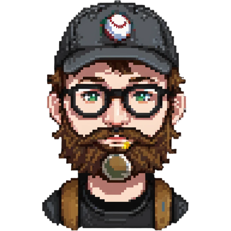 adventurer with beard, glasses and backwards baseball cap emoji