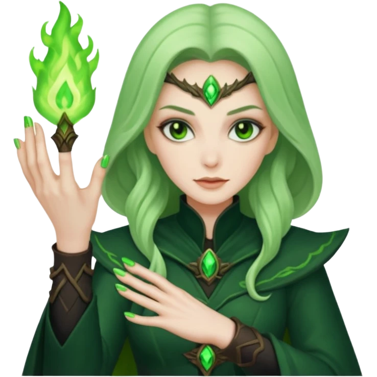 world of warcraft warlock hand with green fire checking nails like a pedicure was just done  emoji