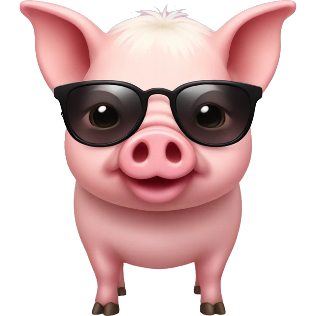 A pig with sunglasses with a tutu emoji
