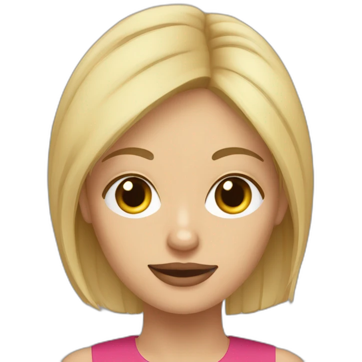 mujer rubia de pelo muy  corto con perro Chihuahua en los brazos emoji