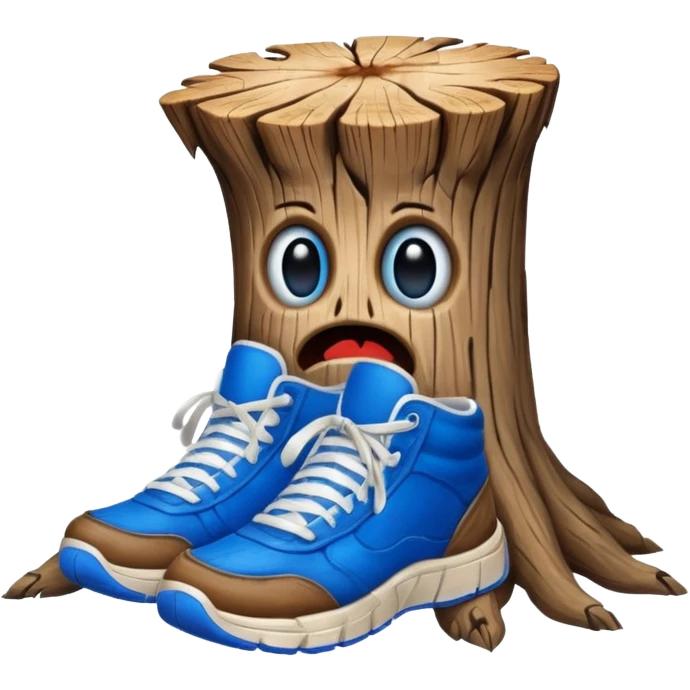 creepy cartoon stump with blue sneakers emoji