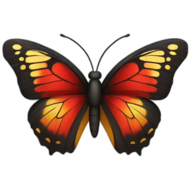 black butterfly with red and gold body emoji