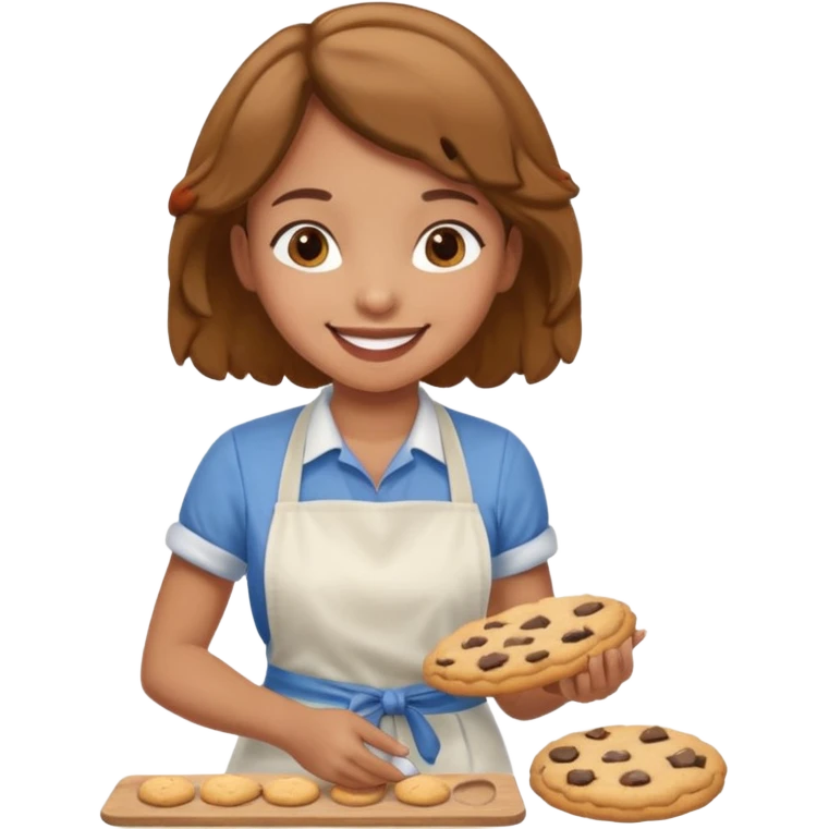 light brown skinned girl making cookies emoji
