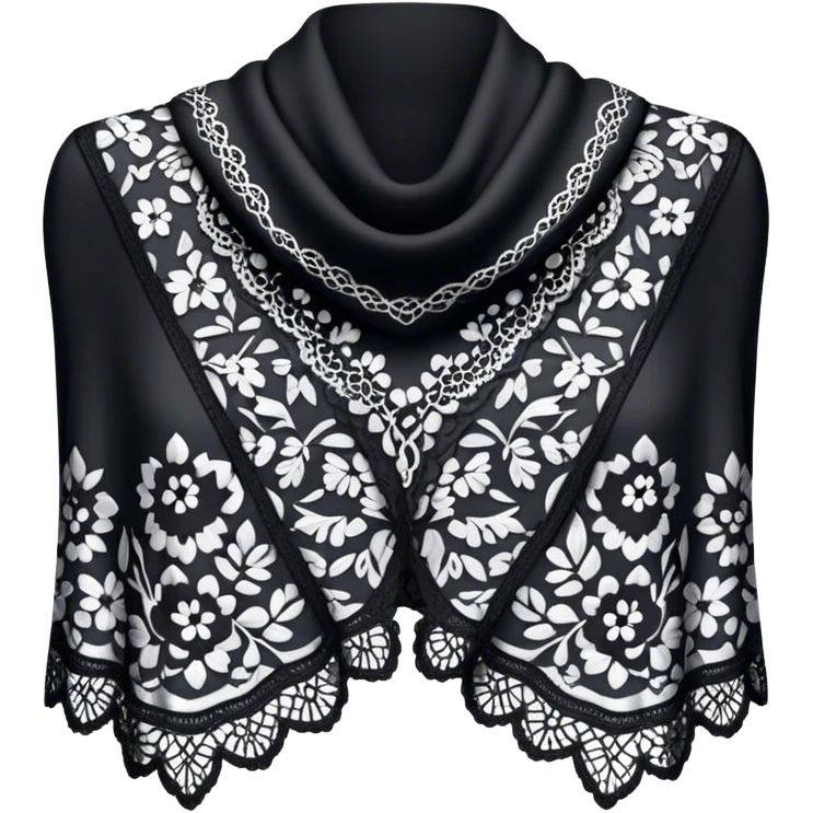 A black lace shawl with an elegant and delicate design emoji