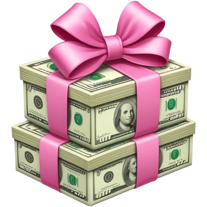 money stack wrapped with pink bow emoji
