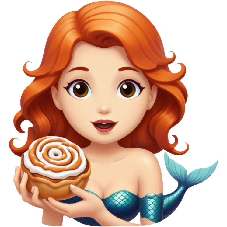 Mermaid eating a cinnamon roll  emoji