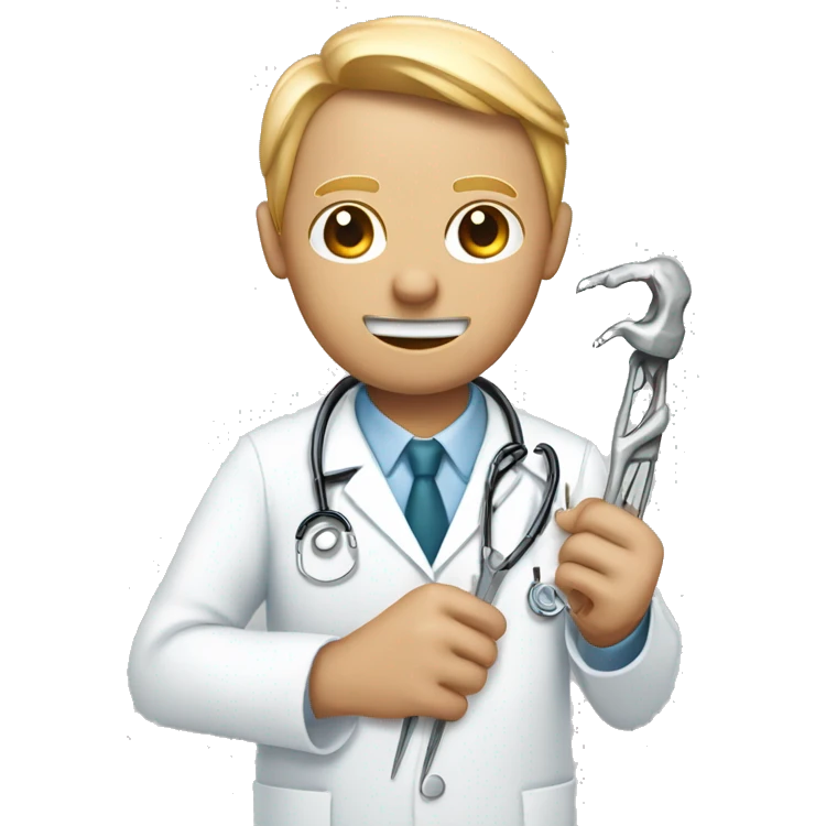 doctor with a bone in one hand and wire cutters in the other hand emoji
