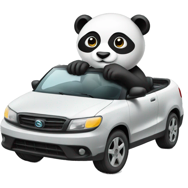 Panda driving car emoji