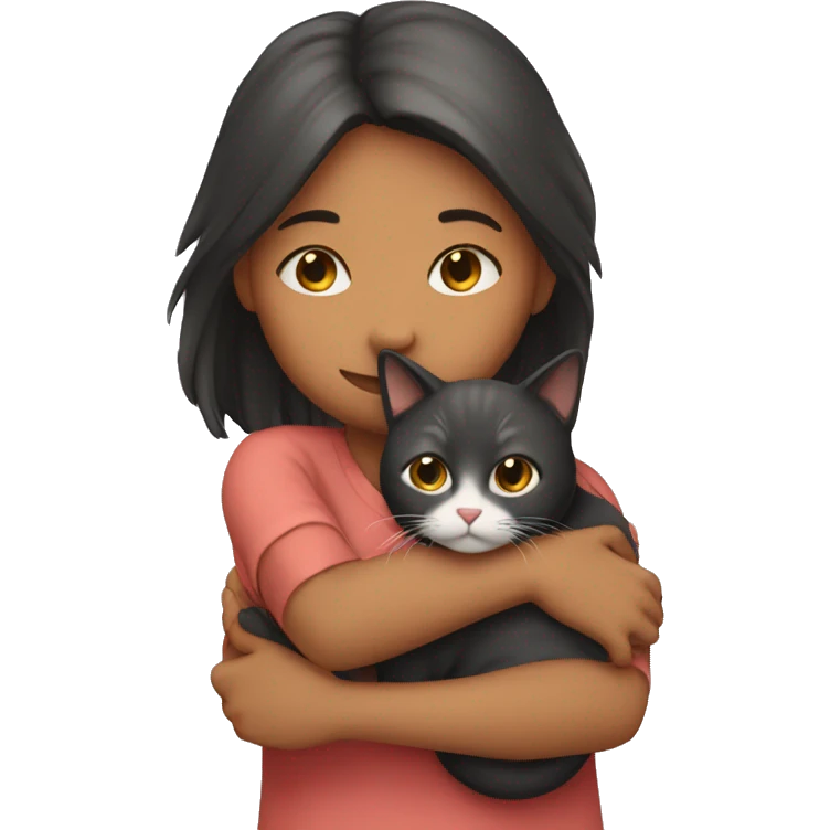 Girl huging a cat emoji