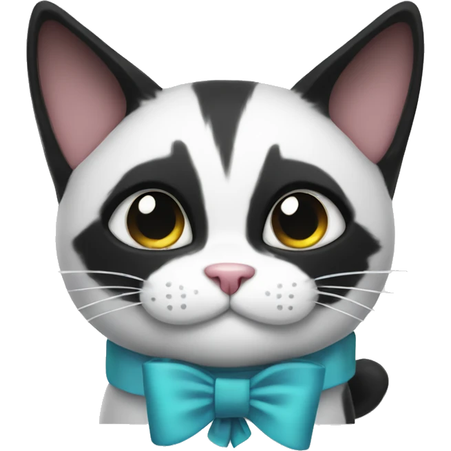 black and white cat with bow emoji