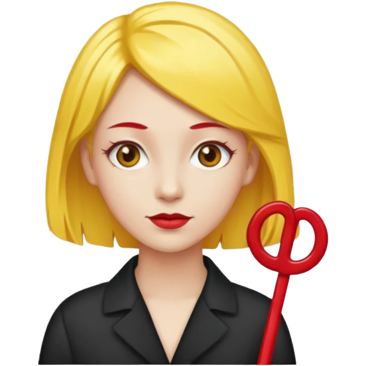 kırmızı toka takan kadın, sarı saçlı emoji