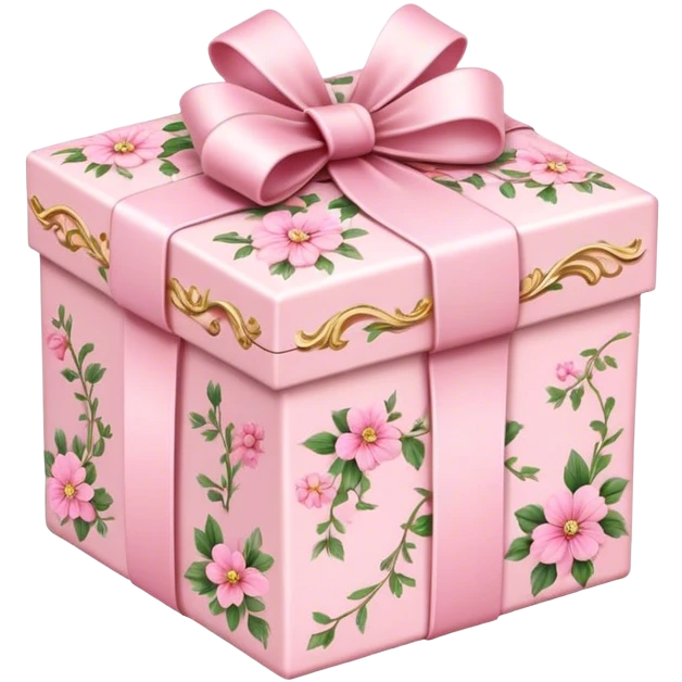 Elegant Rococo pale pink ditsy floral gift box emoji