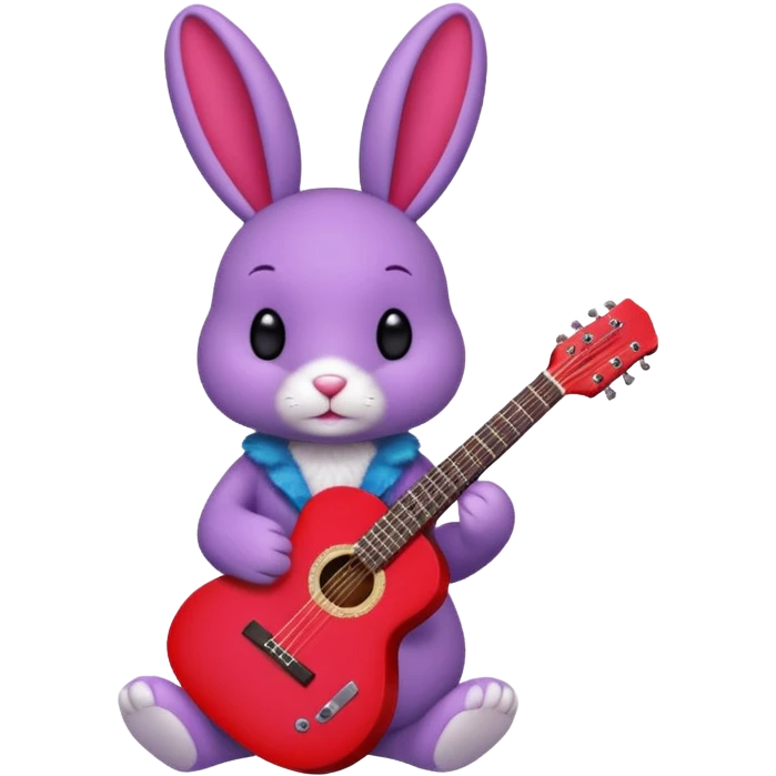 Bonnie the purple bunny holding a red guitar emoji