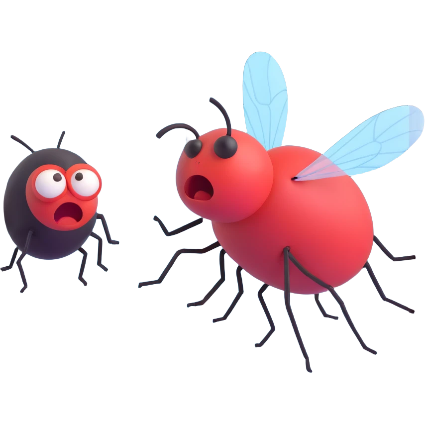 a fly on the window and angry man behind emoji