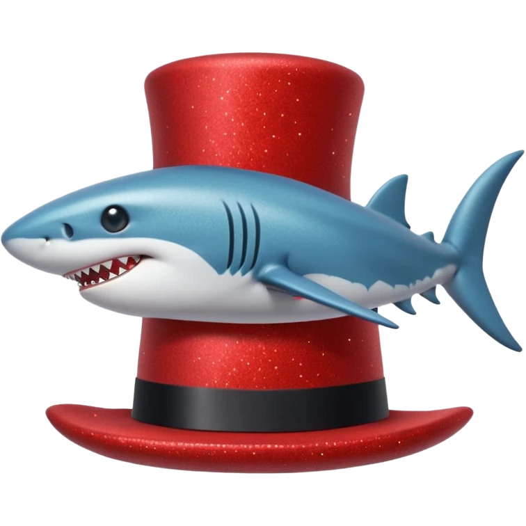 red glitter top hat shark emoji