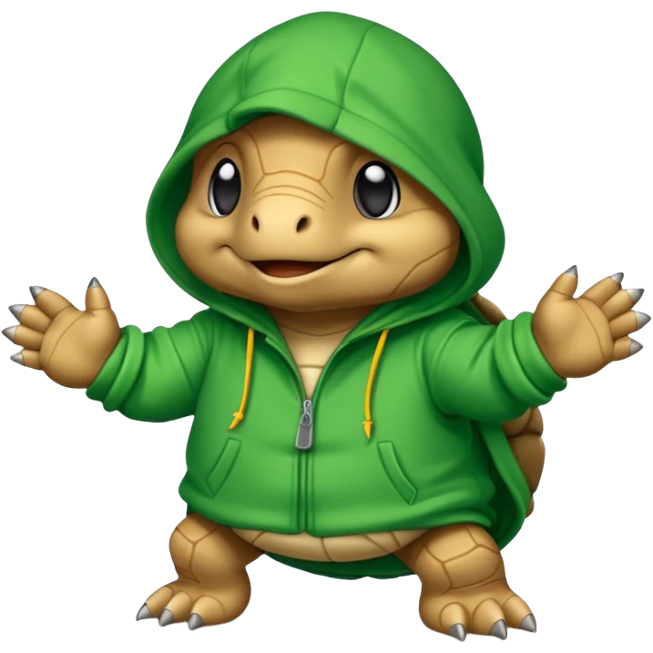 Une tortue avec une cagoule et qui fait des graffiti emoji