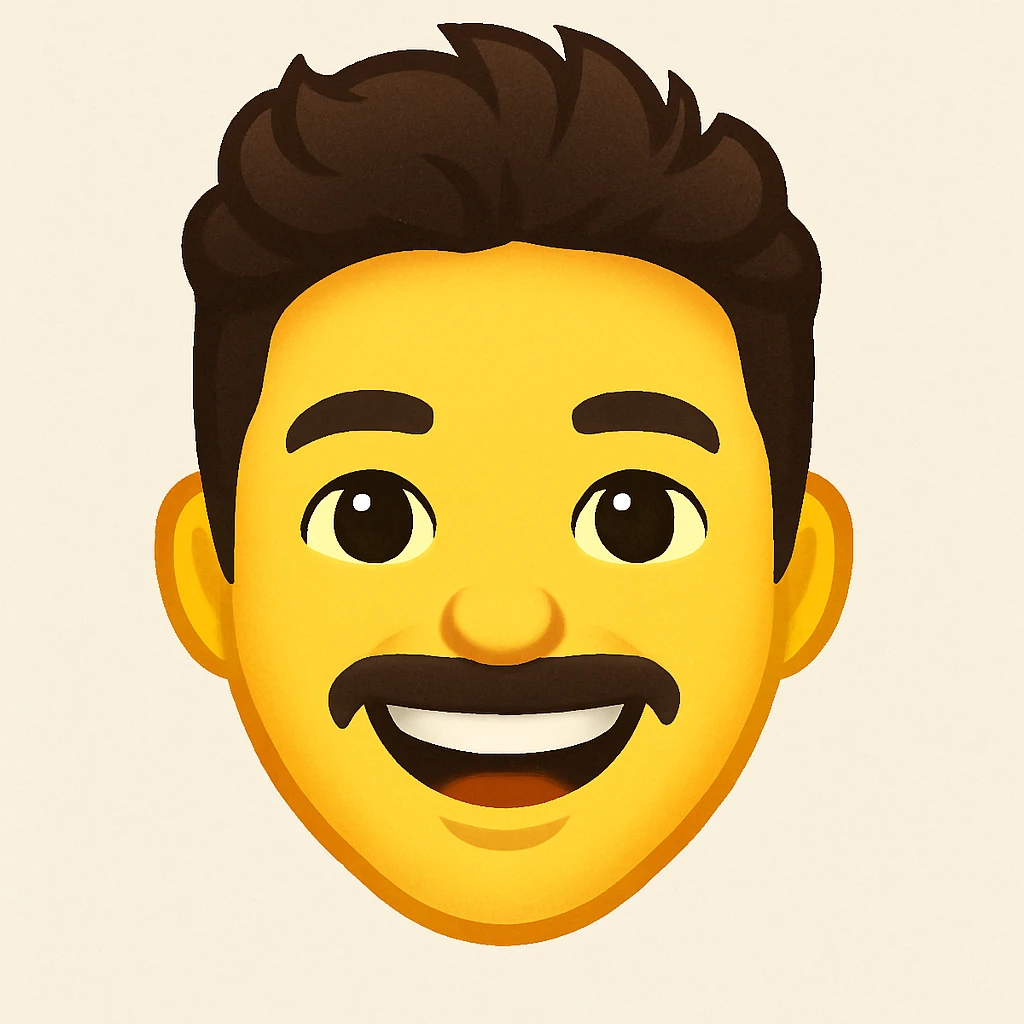 Create an emoji of this person smiling, focusing on the face and expression, in classic emoji style with a simple or no background. The style should resemble classic emoji aesthetics. emoji