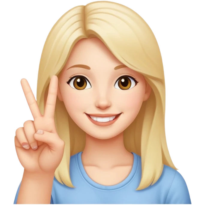 Girl doing peace sign emoji