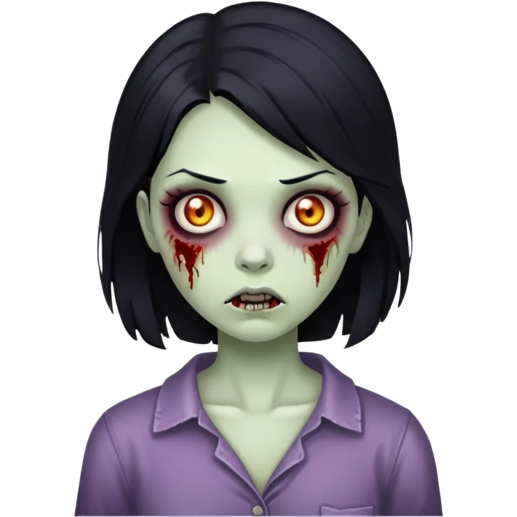 Zumbi girl with black hair  emoji