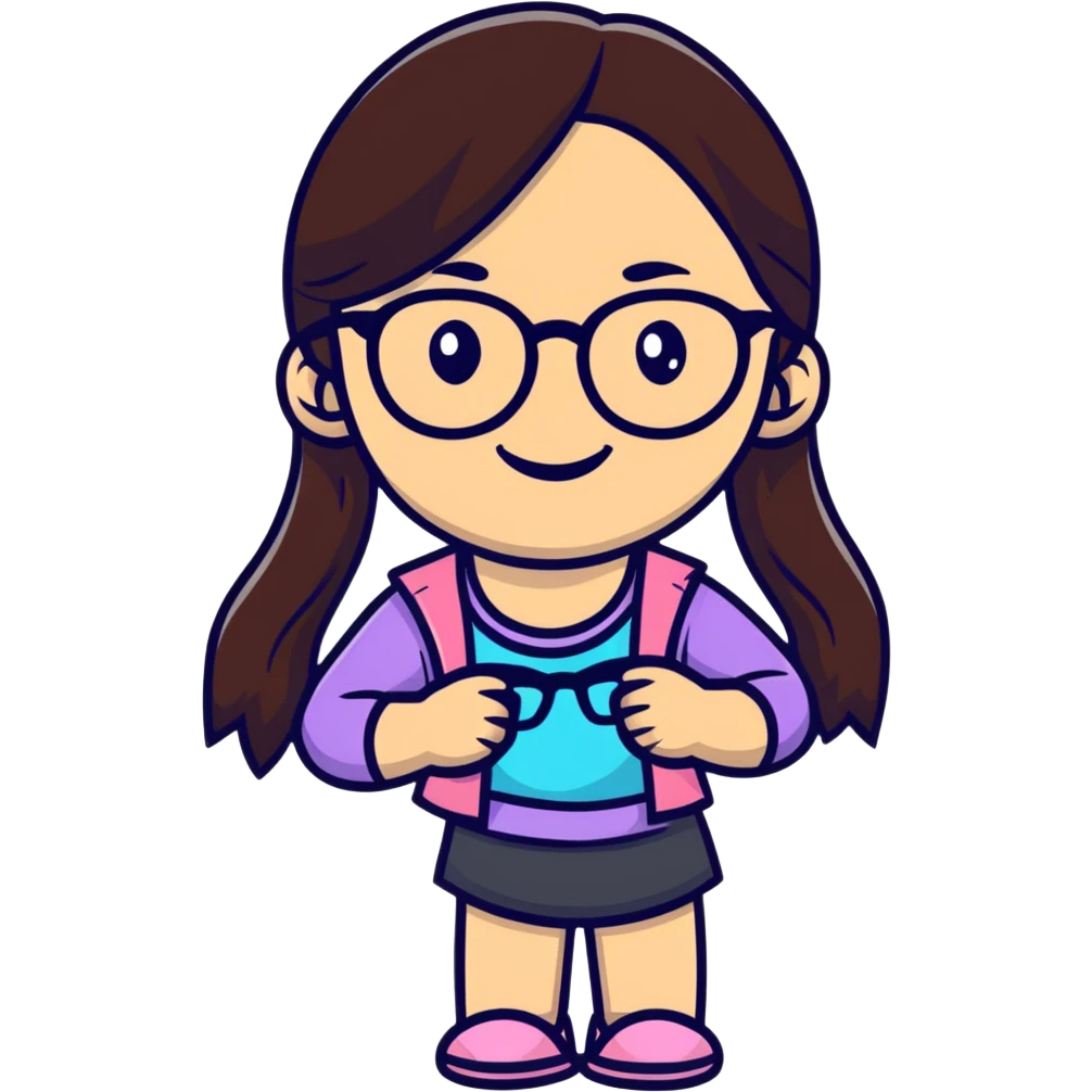 smiling girl with glasses emoji