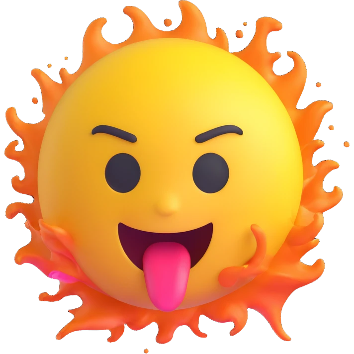 3D emoji style head blowing up, playful and colorful emoji