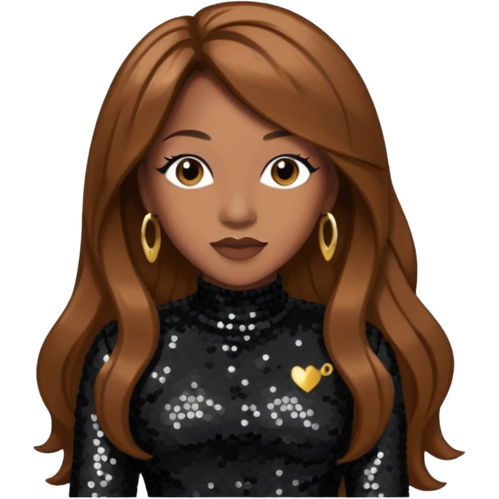 Lelee from SWV with long brown hair, black sequin outfit emoji